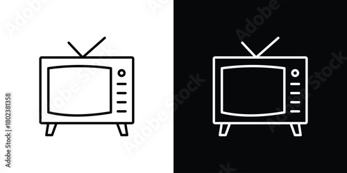 Television icon. Editable stroke. thin line outline concept vector.