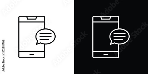 Text message icon. Editable stroke. thin line outline concept vector.