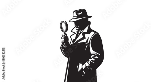 47. Black vector silhouette of private investigator
