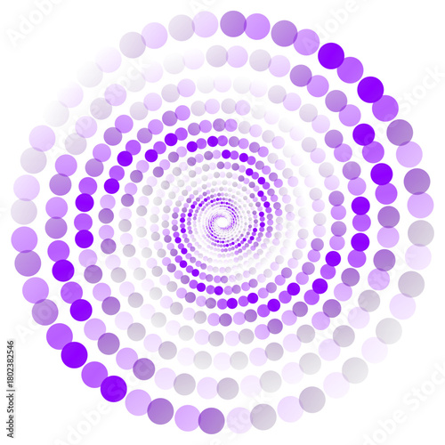 Purple Spiral Dot Vortex – Abstract Geometric Halftone Pattern