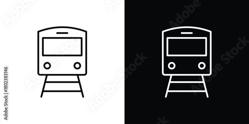 Train icon. Editable stroke. thin line outline concept vector.