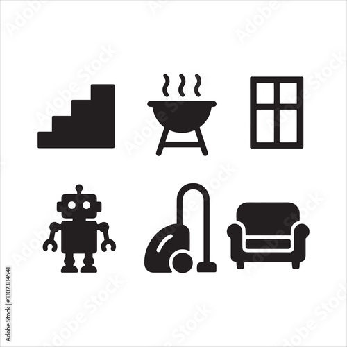Mixed Home and Domestic Vector Icon Set