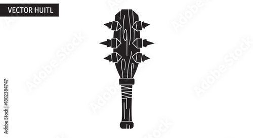 9. Black silhouette of macuahuitl on white background
