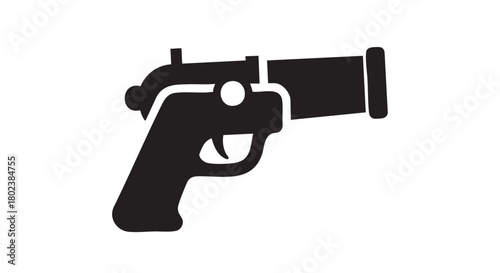 17. Black hand cannon silhouette on white background
