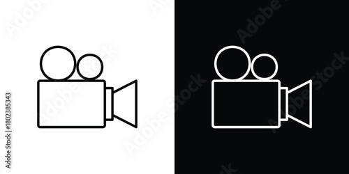 Video icon. Editable stroke. thin line outline concept vector.