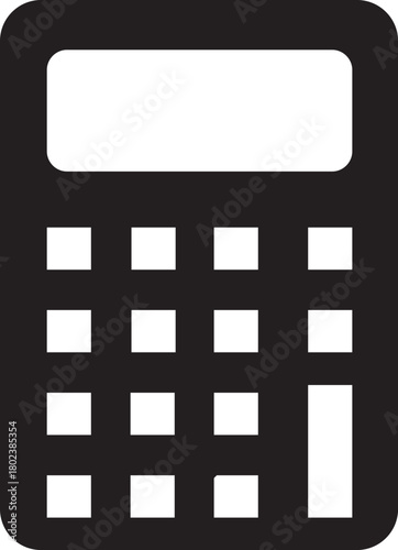 Black calculator icon with blank screen and grid of buttons