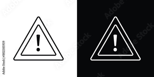 Warning triangle icon. Editable stroke. thin line outline concept vector.
