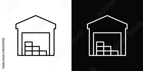 Warehouse icon. Editable stroke. thin line outline concept vector.
