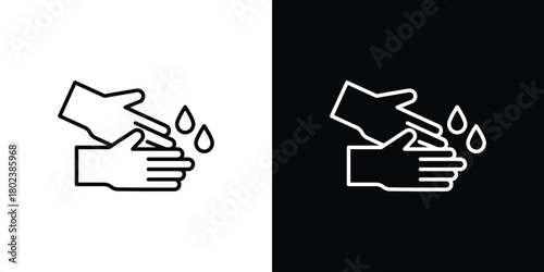 Wash hands icon. Editable stroke. thin line outline concept vector.