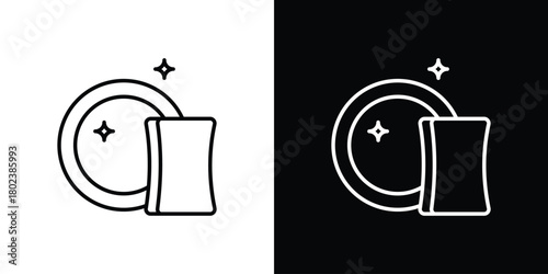 Washing dishes icon. Editable stroke. thin line outline concept vector.