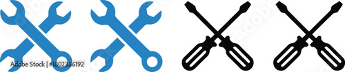 Crossed Wrench and Screwdriver Icons Representing Repair, Construction, and Maintenance Services