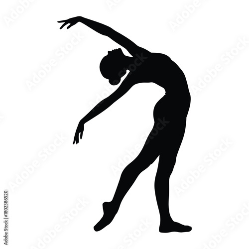 Graceful silhouette of a woman performing expressive ballet movements against a transparent backdrop