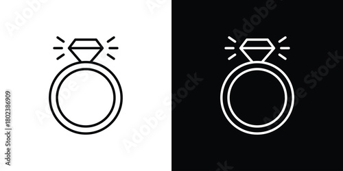 Wedding ring icon. Editable stroke. thin line outline concept vector.