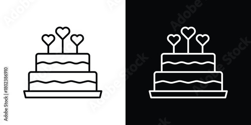 Wedding cake icon. Editable stroke. thin line outline concept vector.