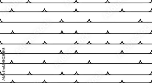 Abstract pattern of horizontal lines with evenly spaced triangular peaks creating a rhythmic and minimalist visual texture, ideal for backgrounds.