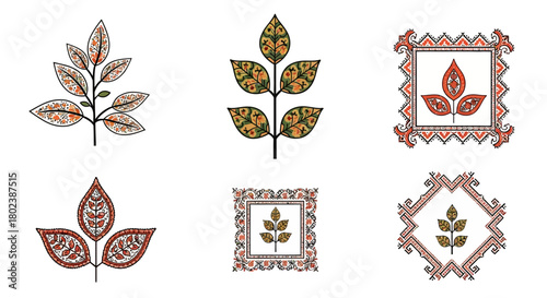 Ornamental floral patterns with traditional embroidery style
