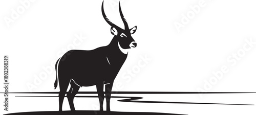 Majestic waterbuck antelope standing proudly in the african savannah under bright sunlight