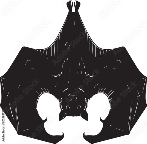 Abstract bat silhouette with mystical symmetry evoking nighttime mystery and halloween vibes