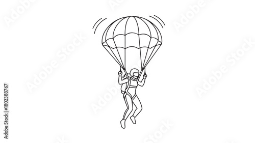 A 3D render of a white parachute flying in the sky next to a hot air balloon, symbolizing transportation and adventure