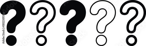 Variety of Question Marks A Row of Symbols with Different Styles and Opacities