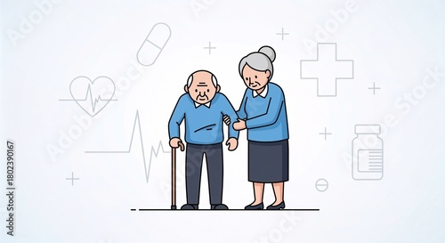 Elderly couple interacting while caring for each other in healthcare setting  