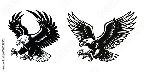 Attacking eagle predator bird mascot vector illustration set