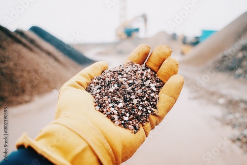 Handful of recycled materials showcases sustainable practices in industry setting