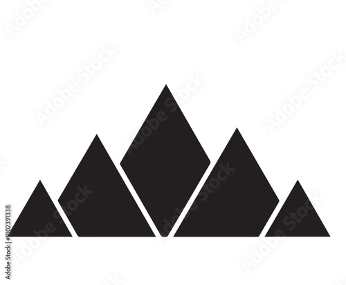 Minimalist black and white oval silhouette of a serene lakeside landscape with mountains and reeds under a striped sun