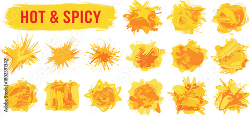 Hot and Spicy Food Splatter and Explosion Elements.