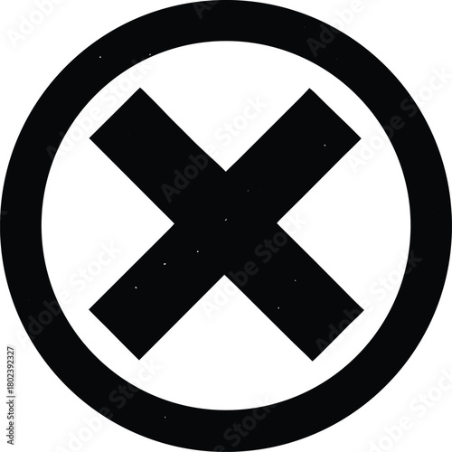 Red cross mark delete icon on white background