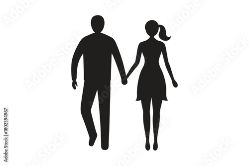 loving-couple-holding-hands silhouette vector, loving-couple black symbol
