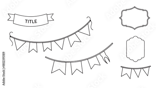 Vector set of vintage labels and financial stock market growth icons concept illustration