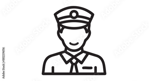 11. Parking attendant head front view outline vector
