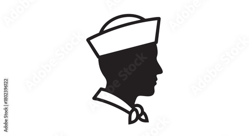 21. Minimalistic black sailor head silhouette
