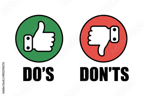 Iconic representation of doing and not doing, with thumbs up and thumbs down symbols.
