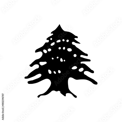 Lebanese Cedar Tree black emblem. Lebanon flag element