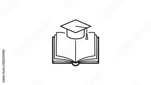 Vector illustration of a book icon for academic graduation, college student education, and learning success concept