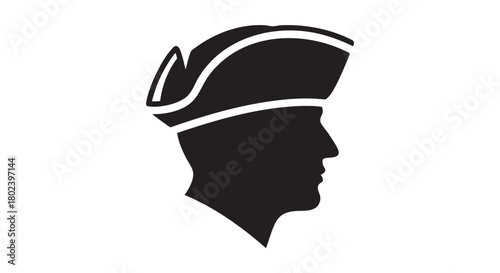 20. Minimalistic black silhouette of master at arms head
