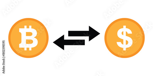 Bitcoin to Dollar Conversion Concept Illustration