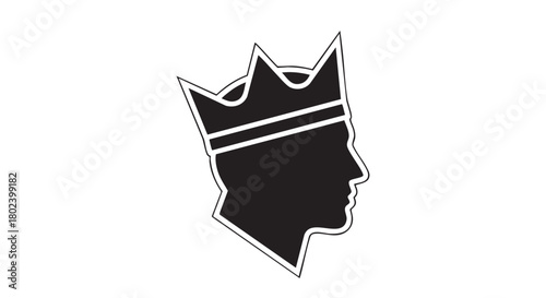 7. Minimalistic black king head silhouette
