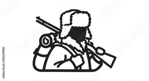 13. Minimalistic black fur trader silhouette
