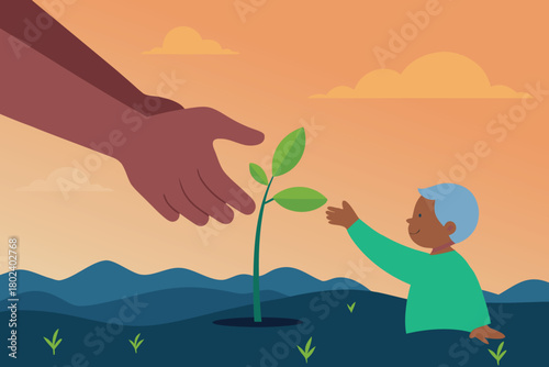 Generations Planting Knowledge Roots Vector