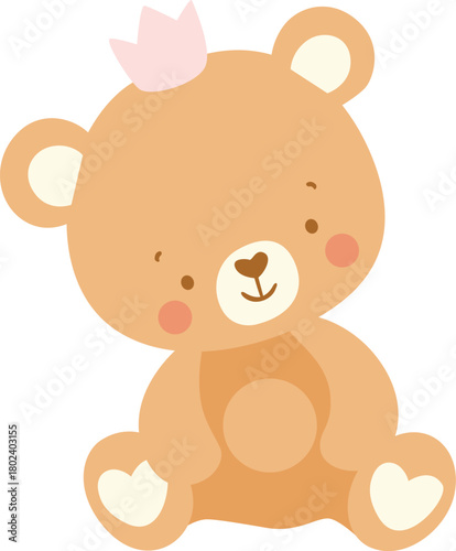 Princess Bear Cub  Wearing a Pink Crown