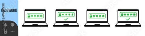 Two steps authentication icon. Verification or sms with code message confirmation for account login. Multi-factor authentication verification code. Laptop password verification or sms with push code 