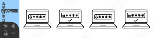 Two steps authentication icon. Verification or sms with code message confirmation for account login. Multi-factor authentication verification code. Laptop password verification or sms with push code 