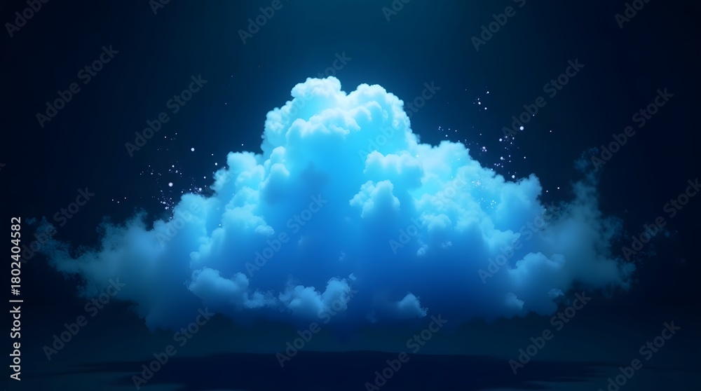 Naklejka premium A vibrant blue cloud floats serenely against a dark backdrop, creating an ethereal and dreamlike atmosphere.