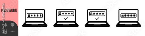 Two steps authentication icon. Verification or sms with code message confirmation for account login. Multi-factor authentication verification code. Laptop password verification or sms with push code 