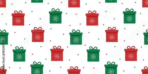 Seamless pattern of cartoon festive gift boxes. Christmas winter background. for holiday packaging, wrapping paper and gifts.
