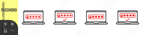 Two steps authentication icon. Verification or sms with code message confirmation for account login. Multi-factor authentication verification code. Laptop password verification or sms with push code 