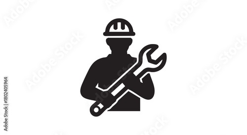 8. Minimalistic black millwright silhouette
